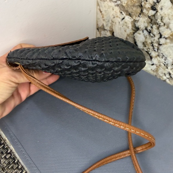 EUC Longchamp Mini Woven Leather Brown Black Crossbody Luxury Bag - Picture 4 of 10